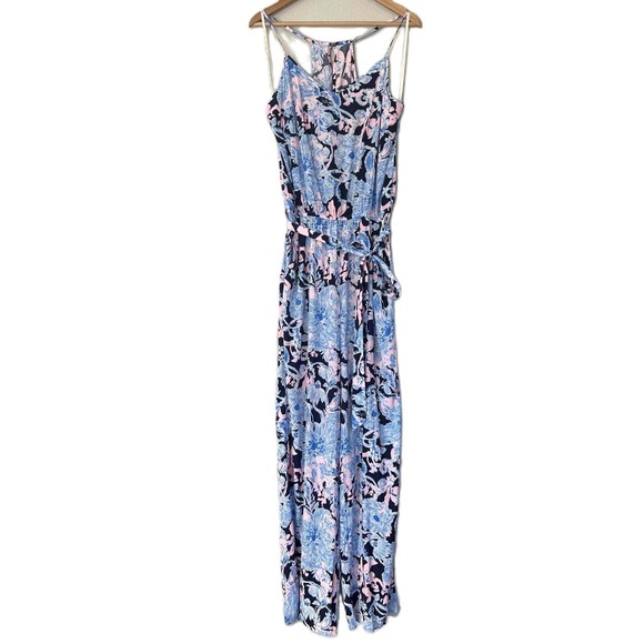 Lilly Pulitzer Pants - Lilly Pulitzer Large Dusk Jumpsuit Amore Belted Adjustable Strap Straight-Cut